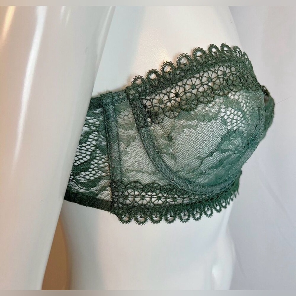 Victoria's Secret Very Sexy Dark Green Unlined Strapless Bra Size 34C - Picture 7 of 8